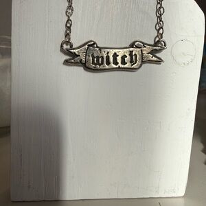 Hand stamped silver “Witch” Necklace